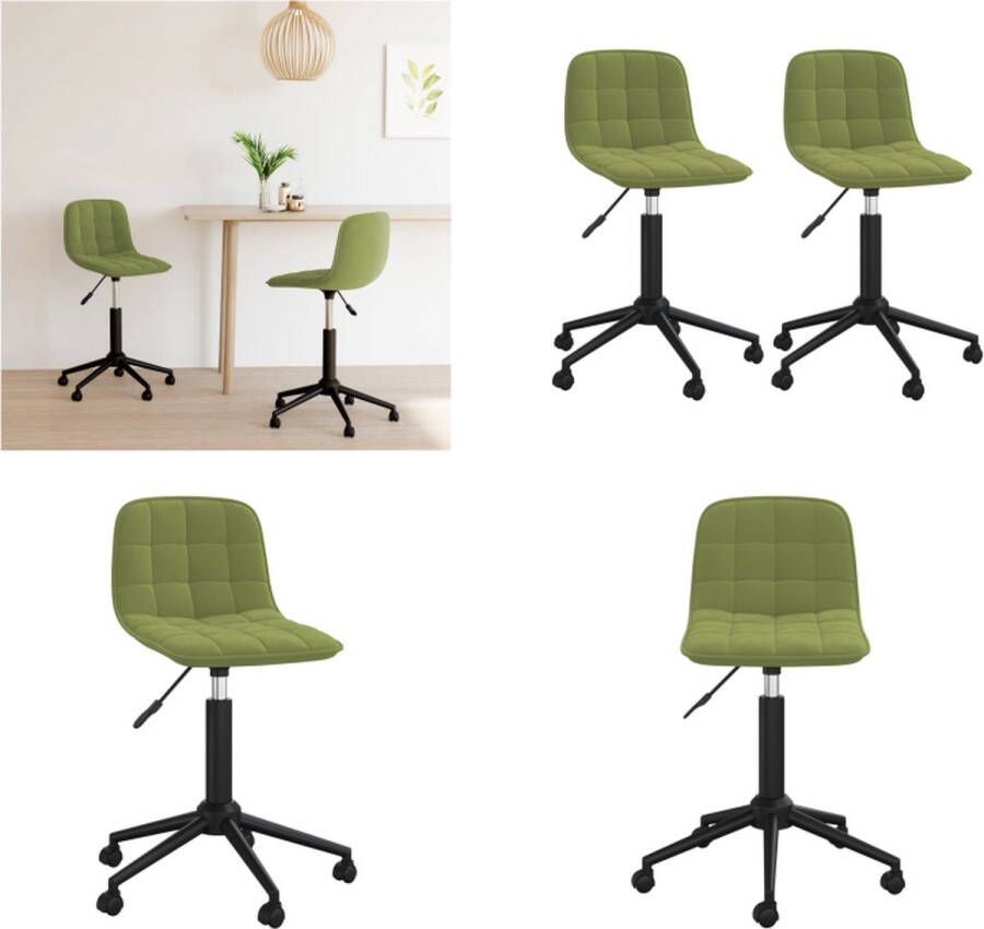 VidaXL Eetkamerstoelen draaibaar 2 st fluweel lichtgroen Draaibare Eetkamerstoel Draaibare Eetkamerstoelen Eetkamerstoel Eetkamerstoelen