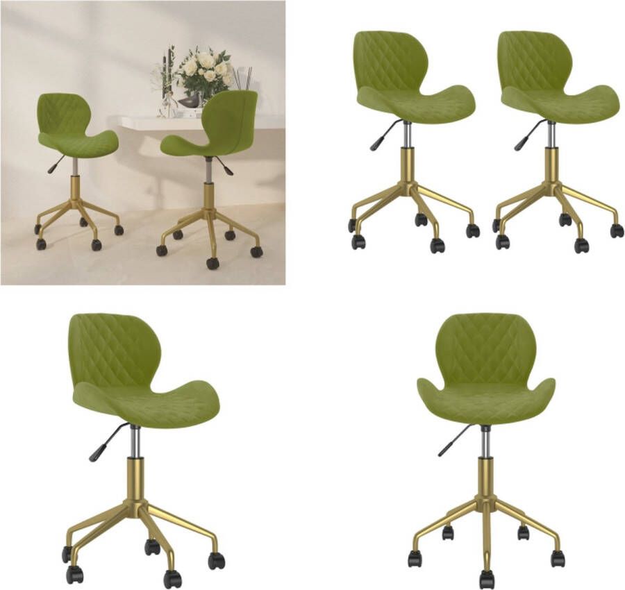 VidaXL Eetkamerstoelen draaibaar 2 st fluweel lichtgroen Draaibare Eetkamerstoel Draaibare Eetkamerstoelen Eetkamerstoel Eetkamerstoelen