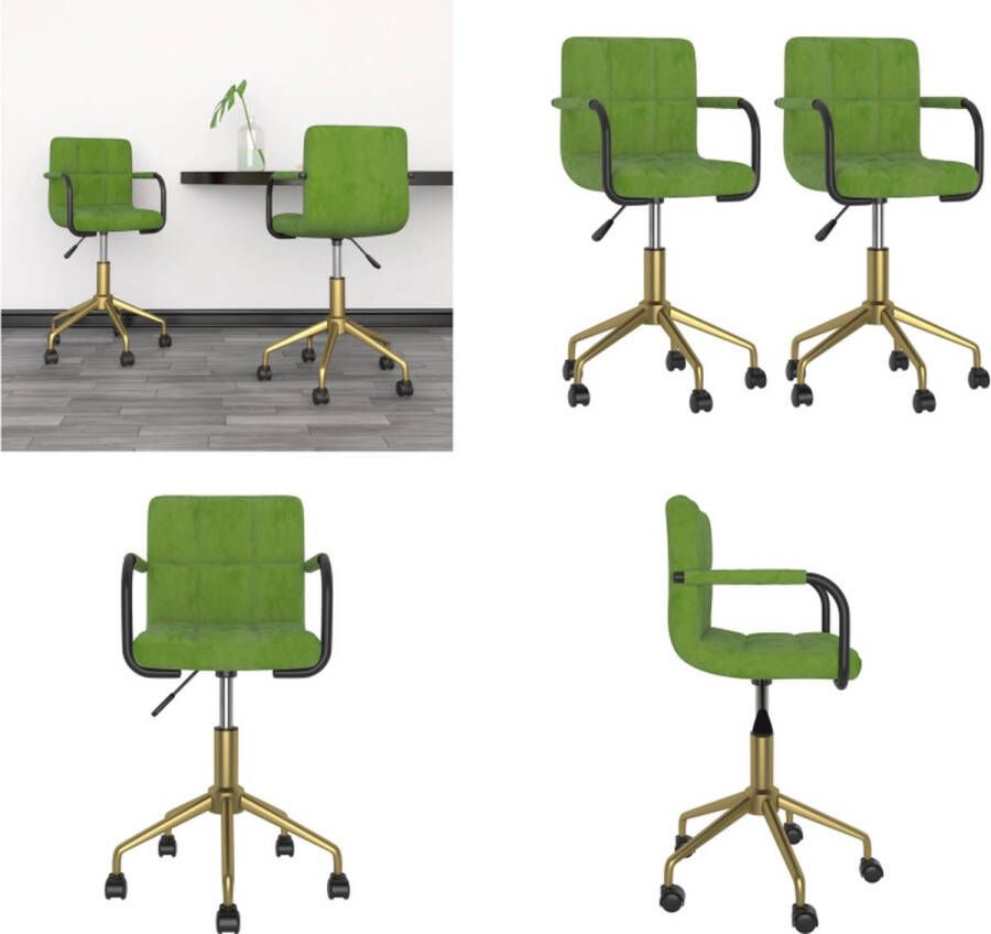 VidaXL Eetkamerstoelen draaibaar 2 st fluweel lichtgroen Eetkamerstoel Eetkamerstoelen Stoel Stoelen