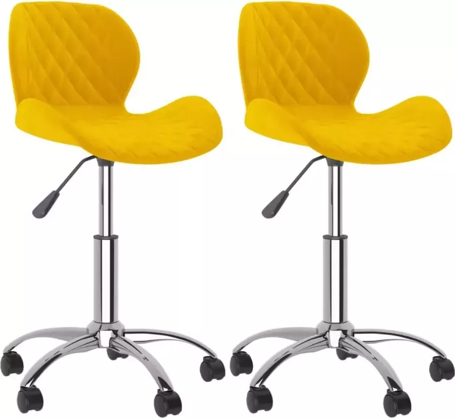 VidaXL -Eetkamerstoelen-draaibaar-2-st-fluweel-mosterdgeel - Foto 4