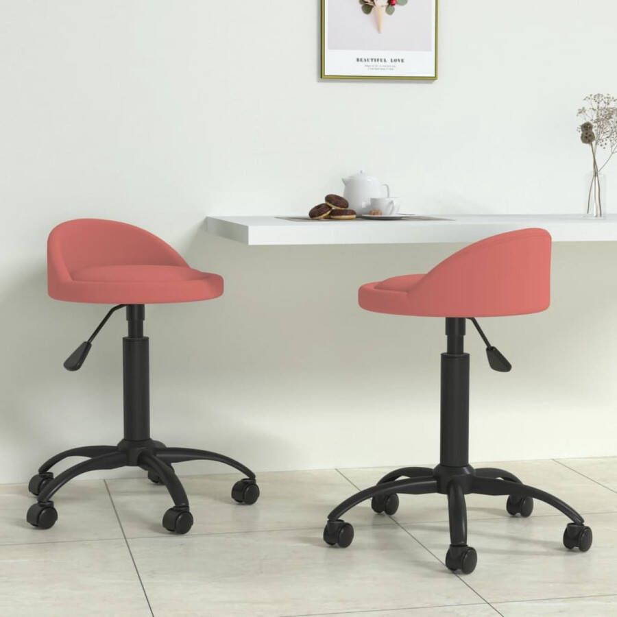 VidaXL -Eetkamerstoelen-draaibaar-2-st-fluweel-roze - Foto 1