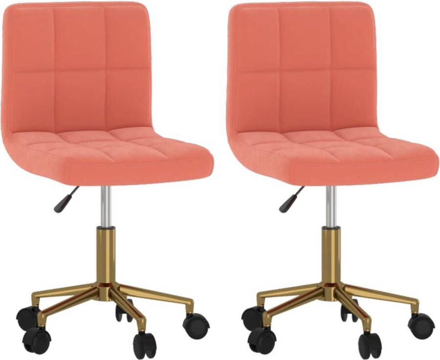 VidaXL -Eetkamerstoelen-draaibaar-2-st-fluweel-roze - Foto 3