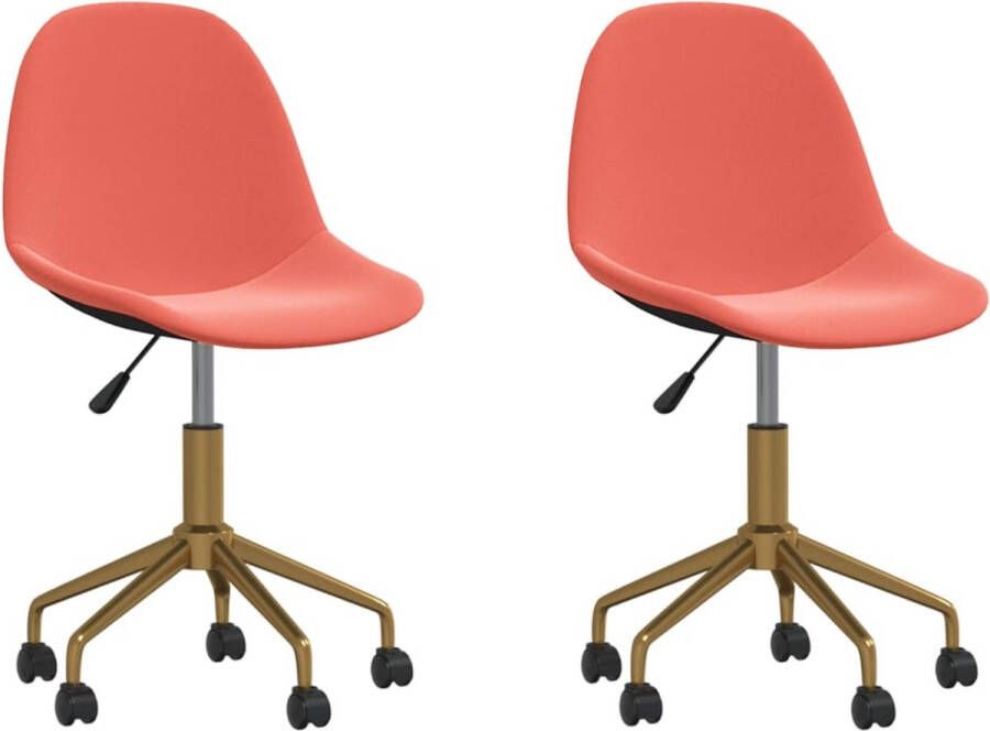 VidaXL Eetkamerstoelen Draaibaar Fluweel 2 stuks Draaibare Eetkamerstoel Eetkamerstoelen Fluweel Stoel Roze Stoel Design Fauteuil Luxe Stoel Comfortabele Stoel Roestvrijstalen Onderstel Gasveren Multifunctionele Stoel