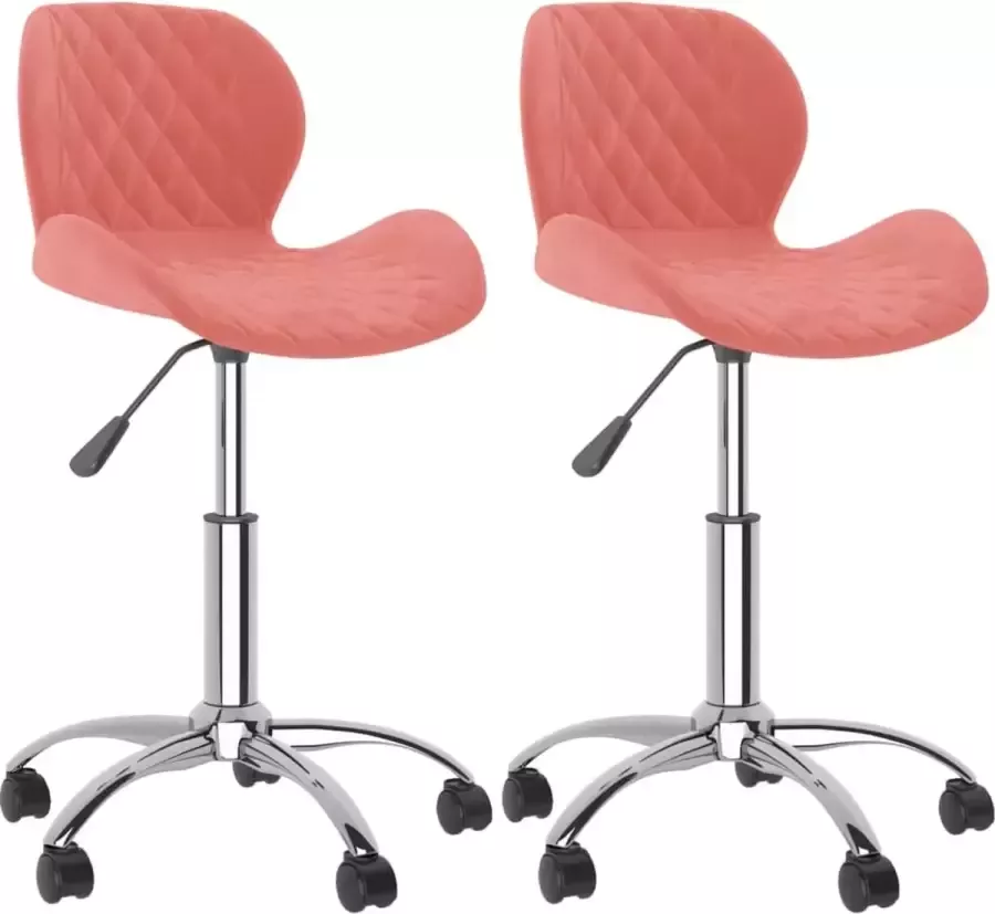 VIDAXL Eetkamerstoelen draaibaar 2 st fluweel roze - Foto 3