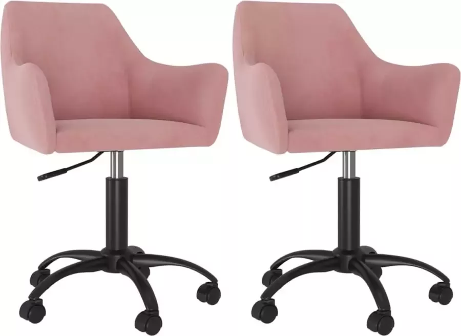 VidaXL Eetkamerstoelen Draaibaar 2 St Fluweel Roze