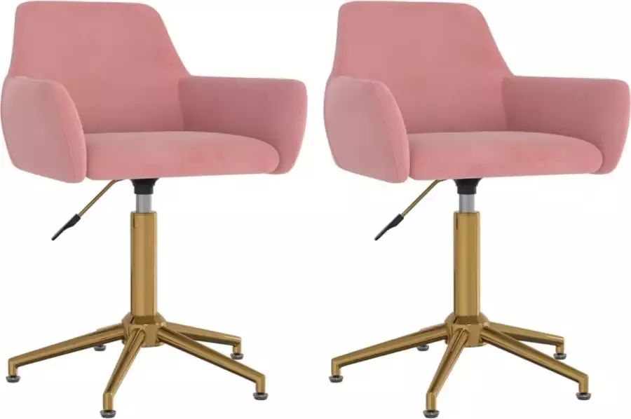 VidaXL Eetkamerstoelen draaibaar 2 st fluweel roze