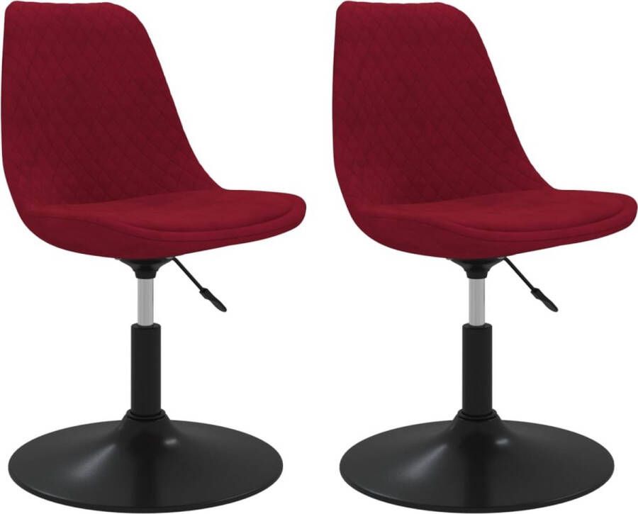 VidaXL -Eetkamerstoelen-draaibaar-2-st-fluweel-wijnrood - Foto 2