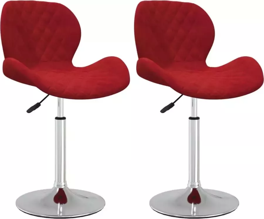 VidaXL Eetkamerstoelen draaibaar 2 st fluweel wijnrood - Foto 2
