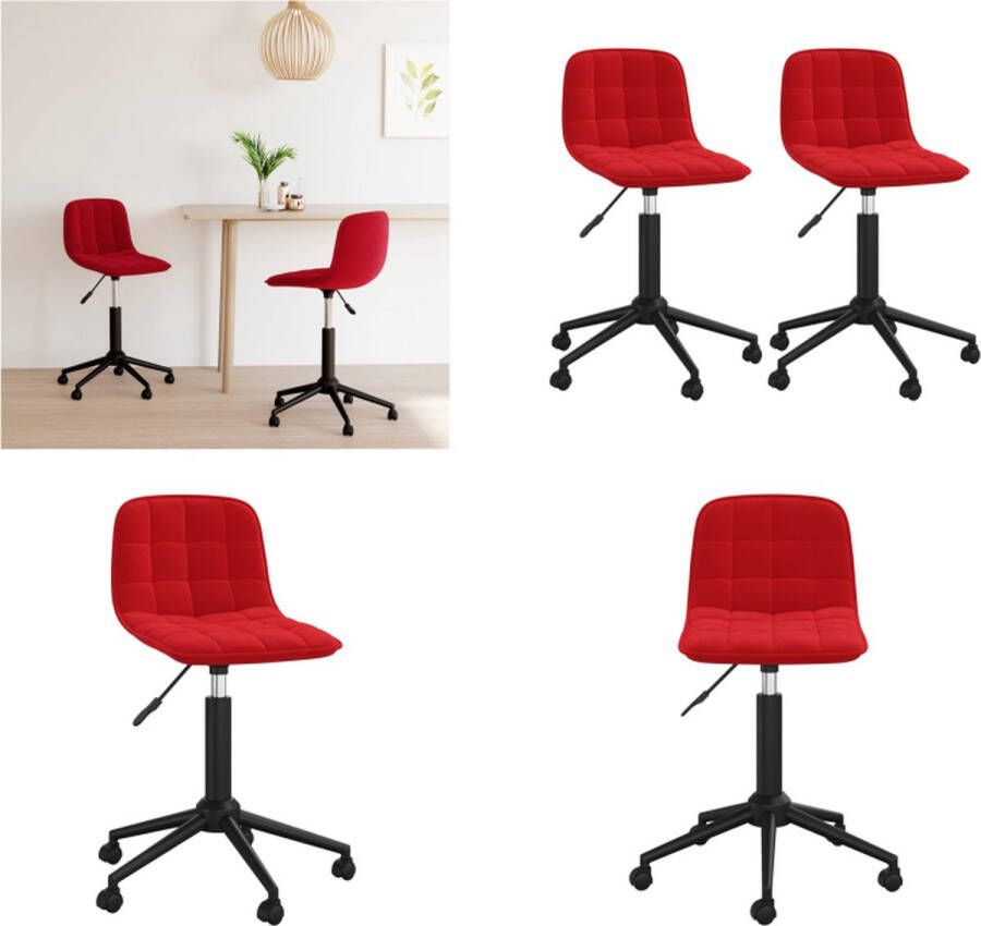 VidaXL Eetkamerstoelen draaibaar 2 st fluweel wijnrood Draaibare Eetkamerstoel Draaibare Eetkamerstoelen Eetkamerstoel Eetkamerstoelen
