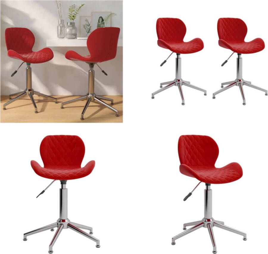 VidaXL Eetkamerstoelen draaibaar 2 st fluweel wijnrood Draaibare Eetkamerstoel Draaibare Eetkamerstoelen Eetkamerstoel Eetkamerstoelen