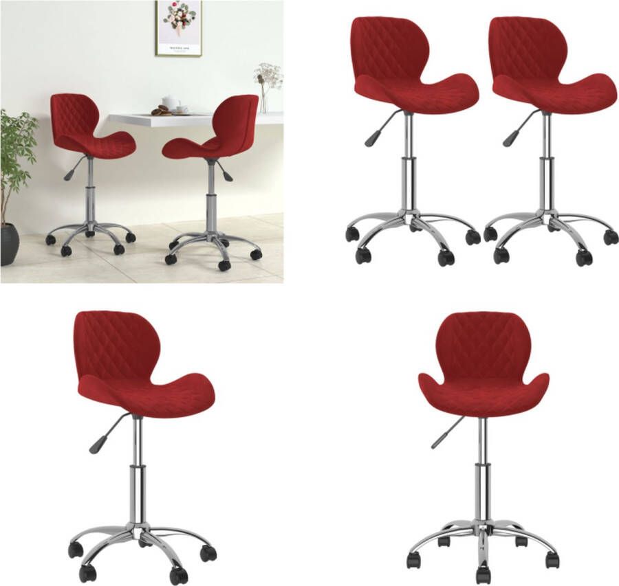VidaXL Eetkamerstoelen draaibaar 2 st fluweel wijnrood Draaibare Eetkamerstoel Draaibare Eetkamerstoelen Eetkamerstoel Eetkamerstoelen