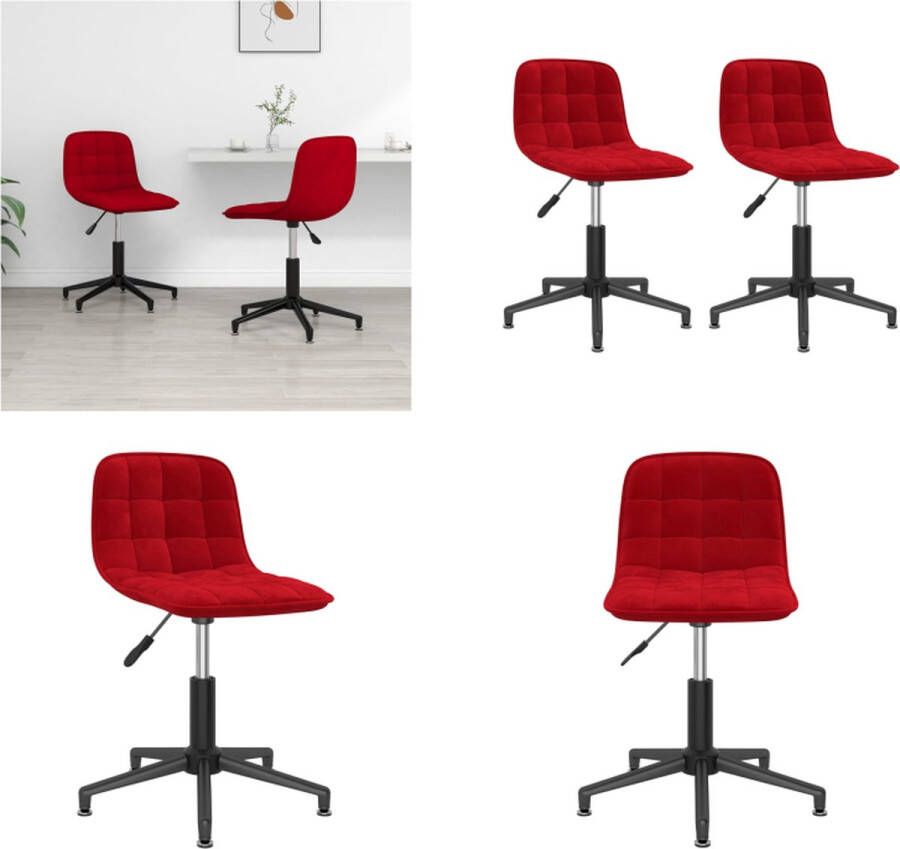 VidaXL Eetkamerstoelen draaibaar 2 st fluweel wijnrood Draaibare Eetkamerstoel Draaibare Eetkamerstoelen Eetkamerstoel Eetkamerstoelen