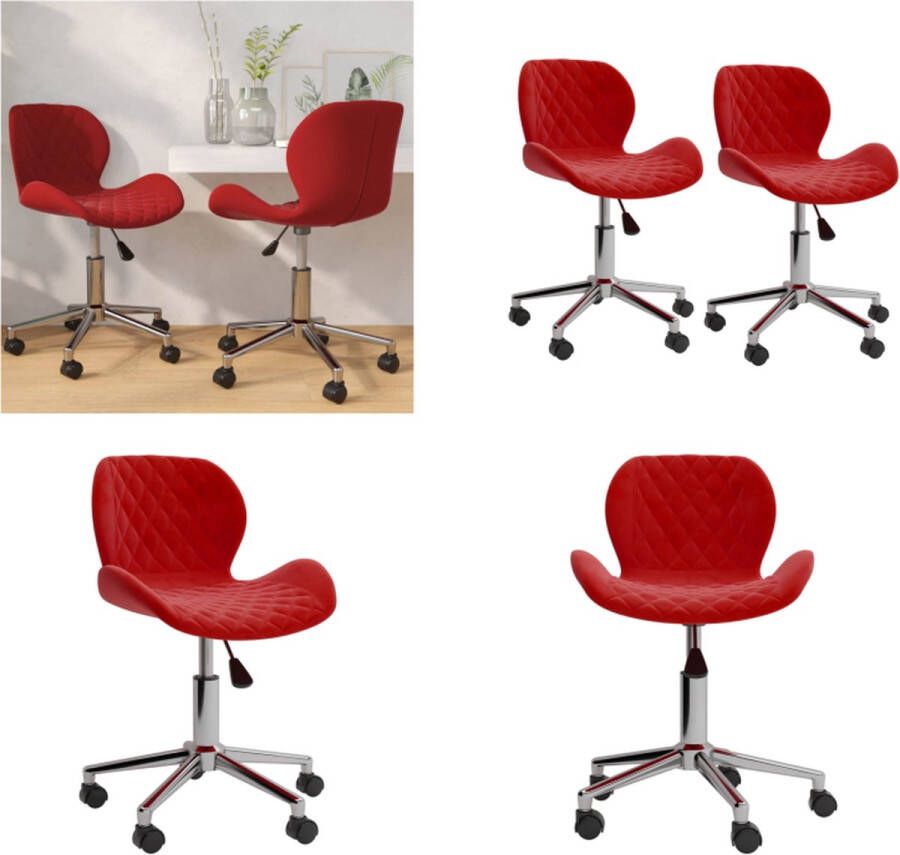 VidaXL Eetkamerstoelen draaibaar 2 st fluweel wijnrood Draaibare Eetkamerstoel Draaibare Eetkamerstoelen Eetkamerstoel Eetkamerstoelen