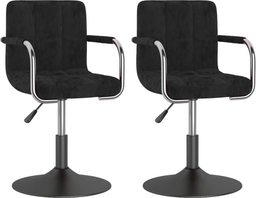 VidaXL Eetkamerstoelen draaibaar 2 st fluweel zwart - Foto 2
