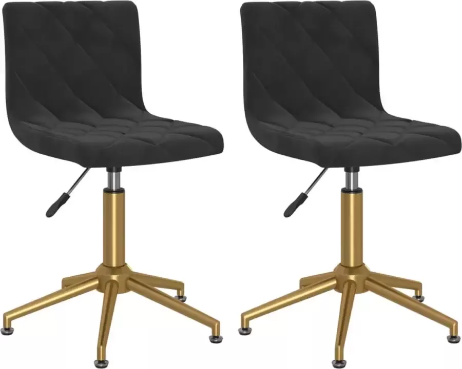 VidaXL Eetkamerstoelen draaibaar 2 st fluweel zwart - Foto 2