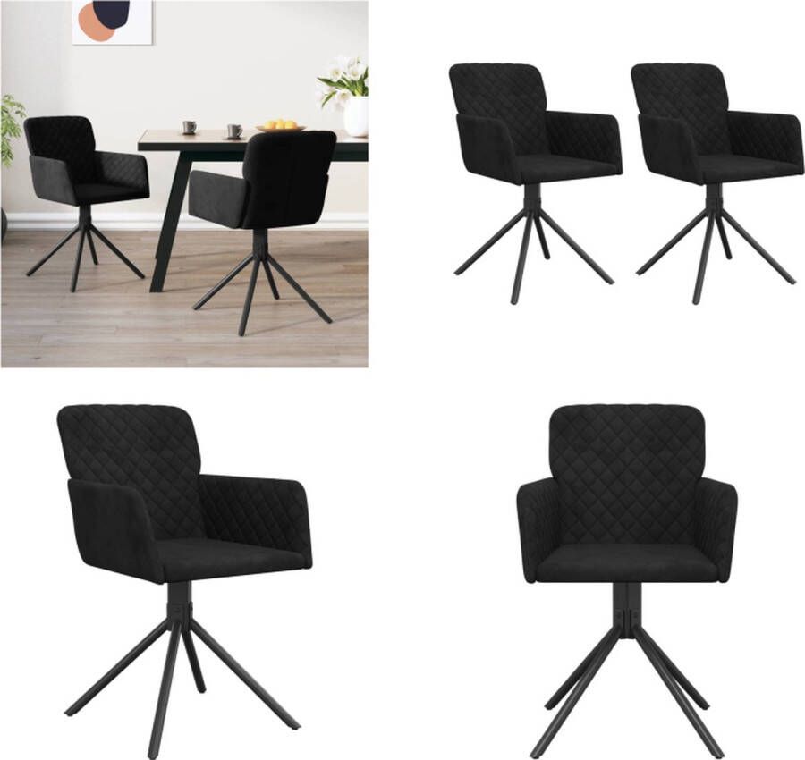 VidaXL Eetkamerstoelen draaibaar 2 st fluweel zwart Draaibare Eetkamerstoel Draaibare Eetkamerstoelen Eetkamerstoel Keukenstoel