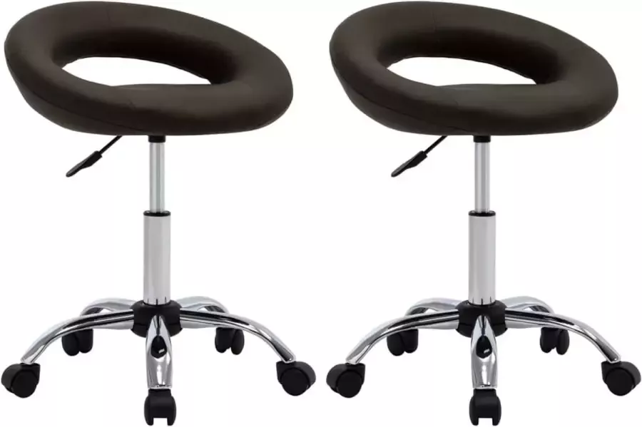 VidaXL Eetkamerstoelen draaibaar 2 st kunstleer bruin - Foto 2