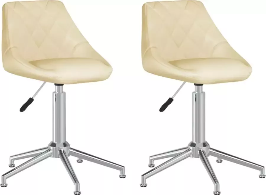 VidaXL Eetkamerstoelen draaibaar 2 st kunstleer crèmekleurig - Foto 2