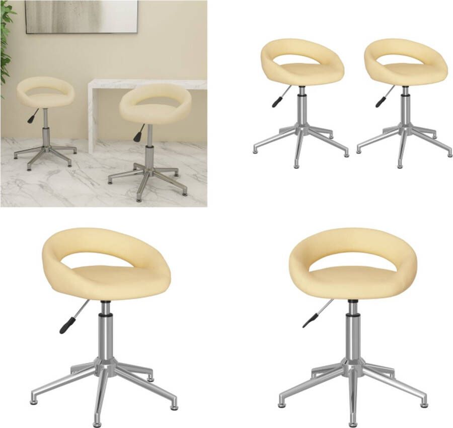 VidaXL Eetkamerstoelen draaibaar 2 st kunstleer crèmekleurig Eetkamerstoel Eetkamerstoelen Keukenstoel Keukenstoelen