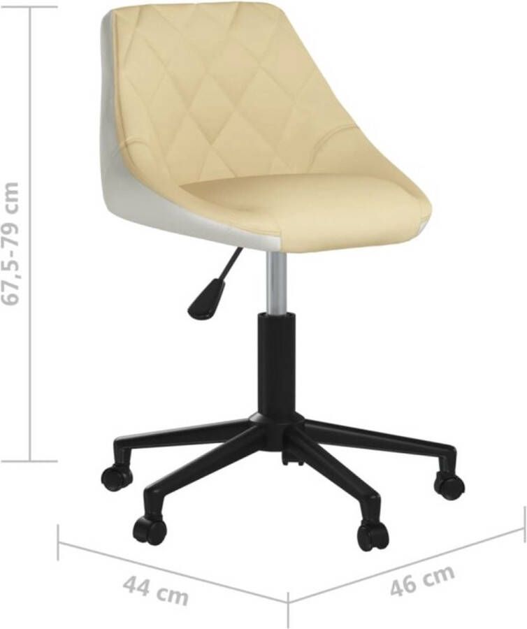 VidaXL -Eetkamerstoelen-draaibaar-2-st-kunstleer-crèmekleurig-en-wit