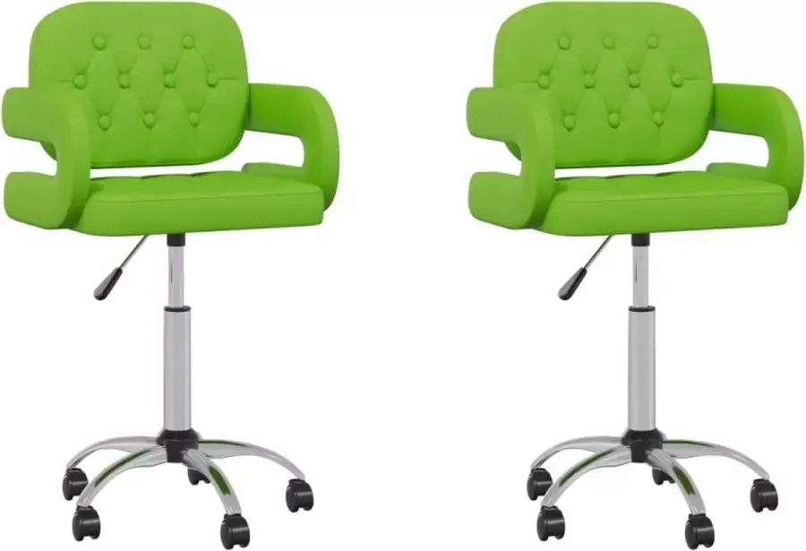 VIDAXL Eetkamerstoelen draaibaar 2 st kunstleer groen - Foto 3