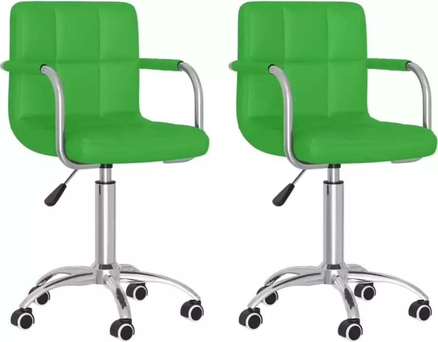 VIDAXL Eetkamerstoelen 2 st draaibaar kunstleer groen - Foto 3