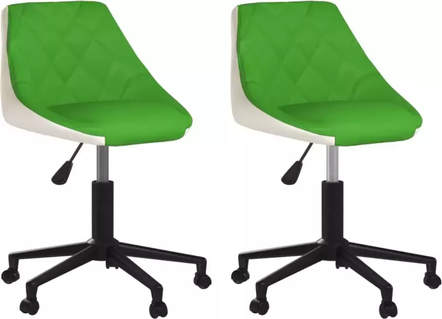 VidaXL -Eetkamerstoelen-draaibaar-2-st-kunstleer-groen-en-wit - Foto 3