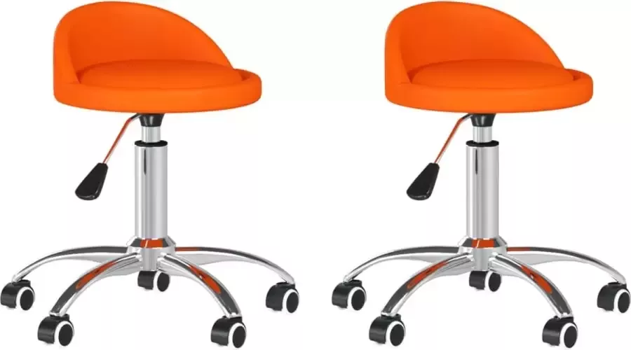 VIDAXL Eetkamerstoelen draaibaar 2 st kunstleer oranje - Foto 2