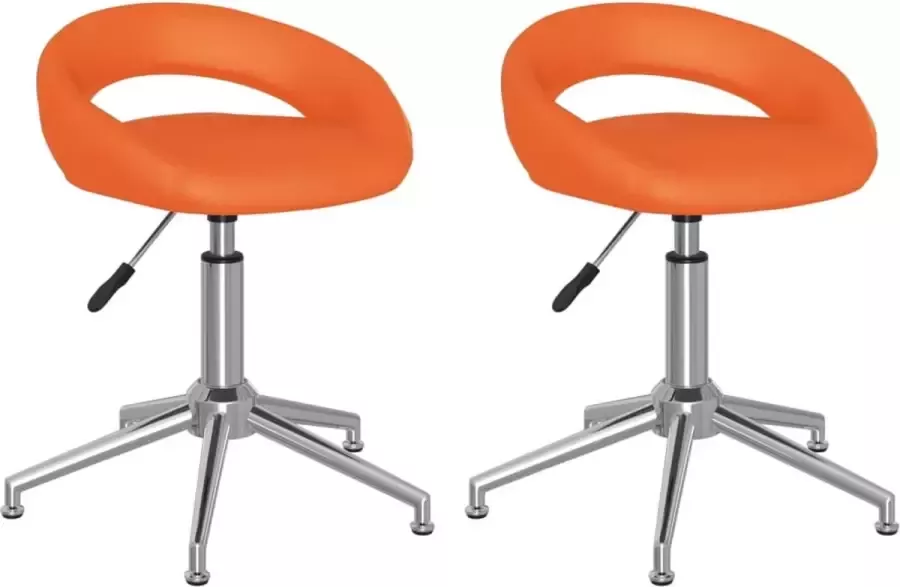 VidaXL Eetkamerstoelen draaibaar 2 st kunstleer oranje - Foto 2