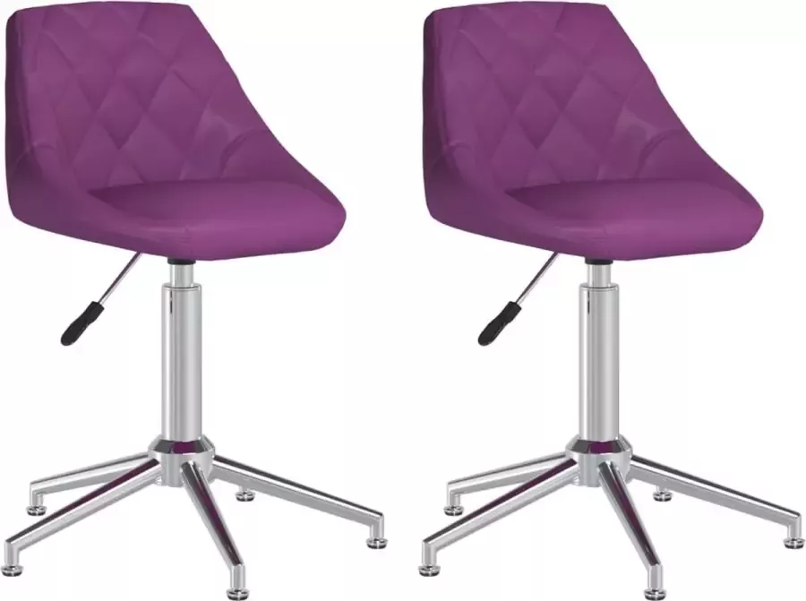 VIDAXL Eetkamerstoelen draaibaar 2 st kunstleer paars - Foto 2