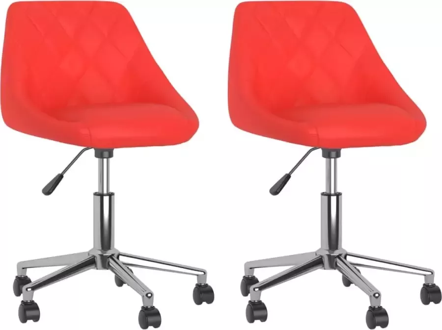 VidaXL -Eetkamerstoelen-draaibaar-2-st-kunstleer-rood - Foto 2