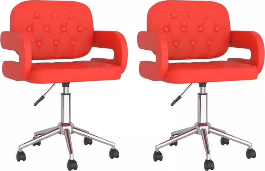 VIDAXL Eetkamerstoelen draaibaar 2 st kunstleer rood - Foto 2