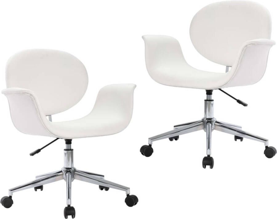 VidaXL Eetkamerstoelen Draaibaar 2 stuks Kunstleer Wit Eetkamerstoel Draaistool Kunstleder Witte Stoel Modern Scandinavisch Comfortabele Stoel Hoogtestelbare Stoel