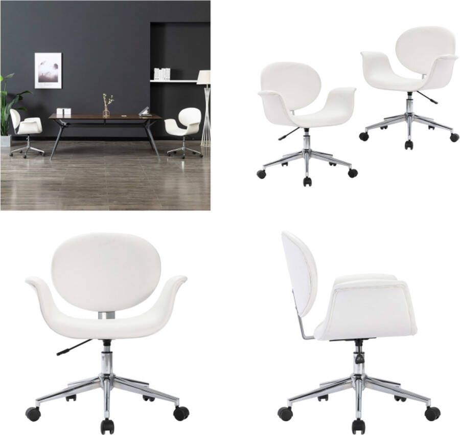 VidaXL Eetkamerstoelen 2 st draaibaar kunstleer wit Eetkamerstoel Eetkamerstoelen Keukenstoelen Keukenstoel - Foto 2