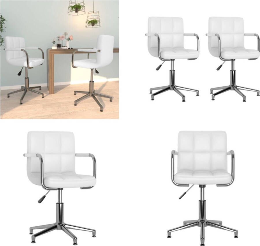 VidaXL -Eetkamerstoelen-draaibaar-2-st-kunstleer-wit - Foto 2