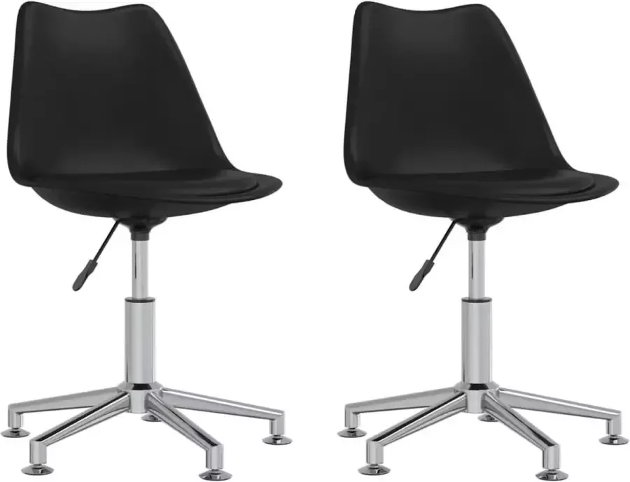 VidaXL Eetkamerstoelen draaibaar 2 st kunstleer zwart - Foto 2