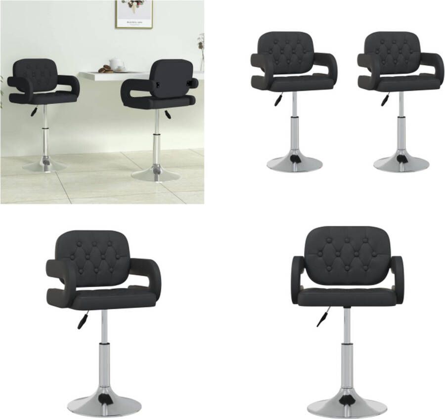 VidaXL -Eetkamerstoelen-draaibaar-2-st-kunstleer-zwart