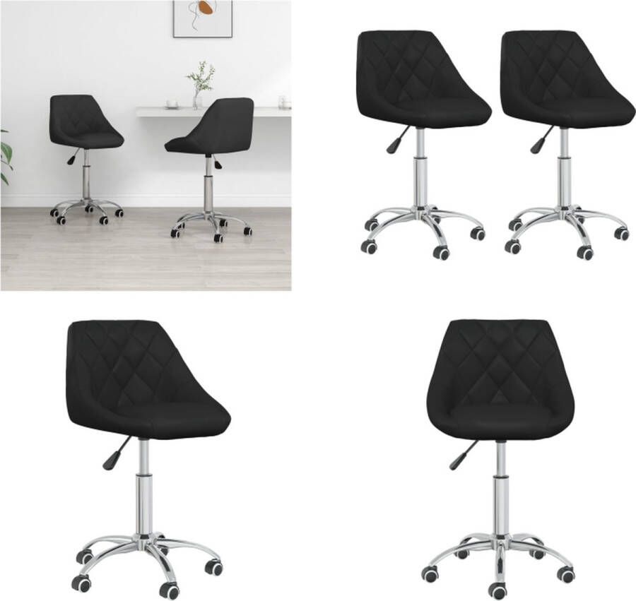 VidaXL -Eetkamerstoelen-draaibaar-2-st-kunstleer-zwart - Foto 2