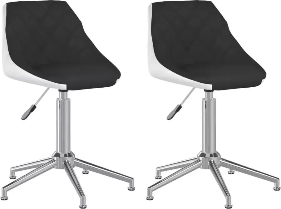 VidaXL Eetkamerstoelen draaibaar 2 st kunstleer zwart en wit - Foto 3