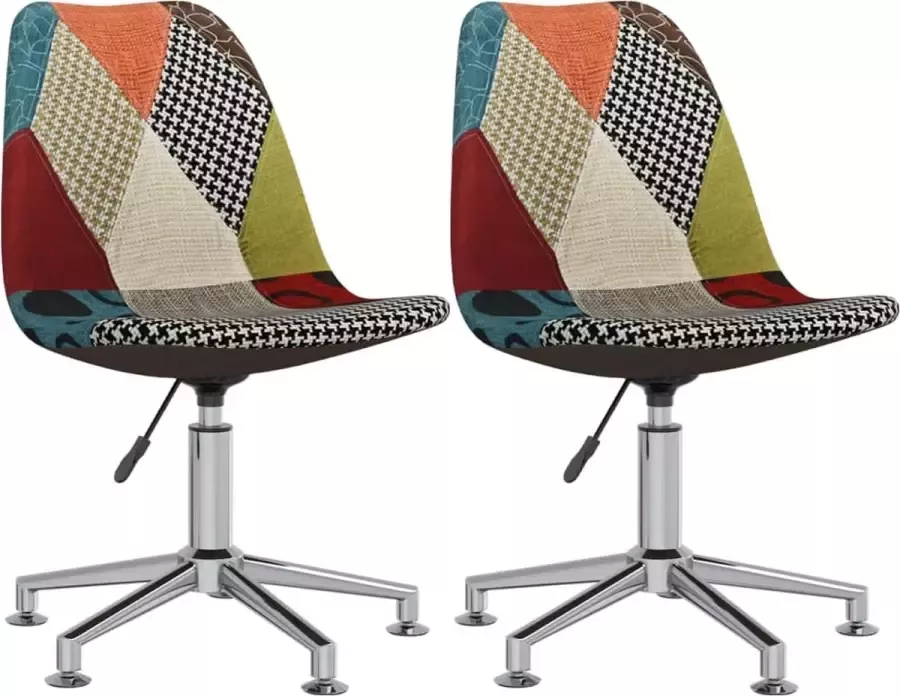VidaXL Eetkamerstoelen draaibaar 2 st patchwork stof - Foto 2