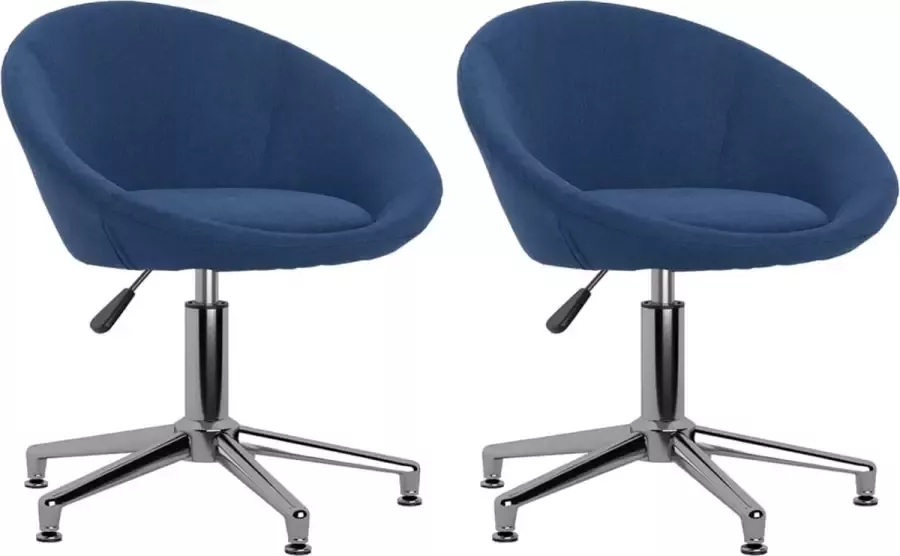 VidaXL -Eetkamerstoelen-2-st-draaibaar-stof-blauw - Foto 1