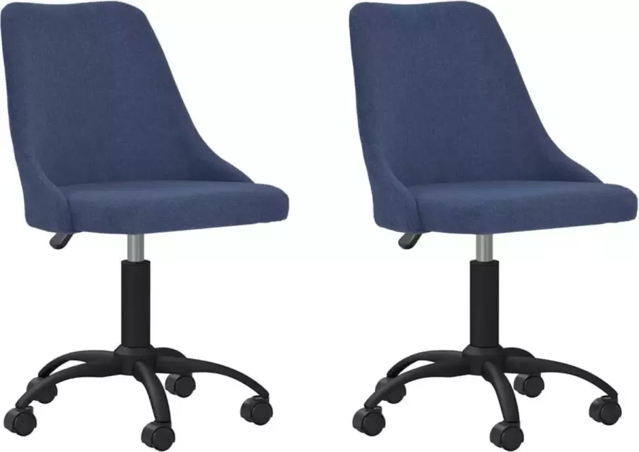 VidaXL -Eetkamerstoelen-2-st-draaibaar-stof-blauw - Foto 3