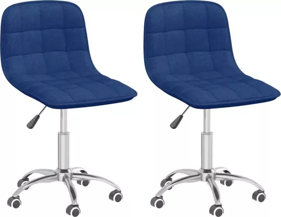 VidaXL -Eetkamerstoelen-2-st-draaibaar-stof-blauw - Foto 2