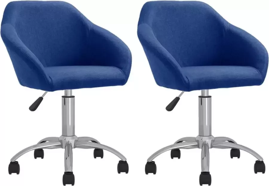 VidaXL -Eetkamerstoelen-2-st-draaibaar-stof-blauw - Foto 2