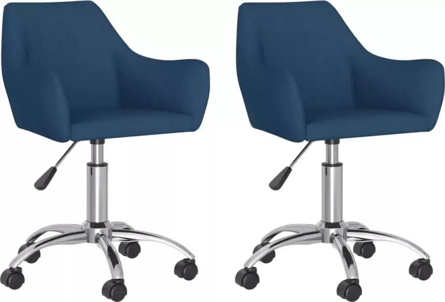 VidaXL -Eetkamerstoelen-2-st-draaibaar-stof-blauw - Foto 4