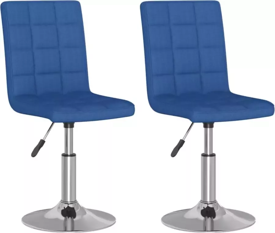 VIDAXL Eetkamerstoelen draaibaar 2 st stof blauw - Foto 2