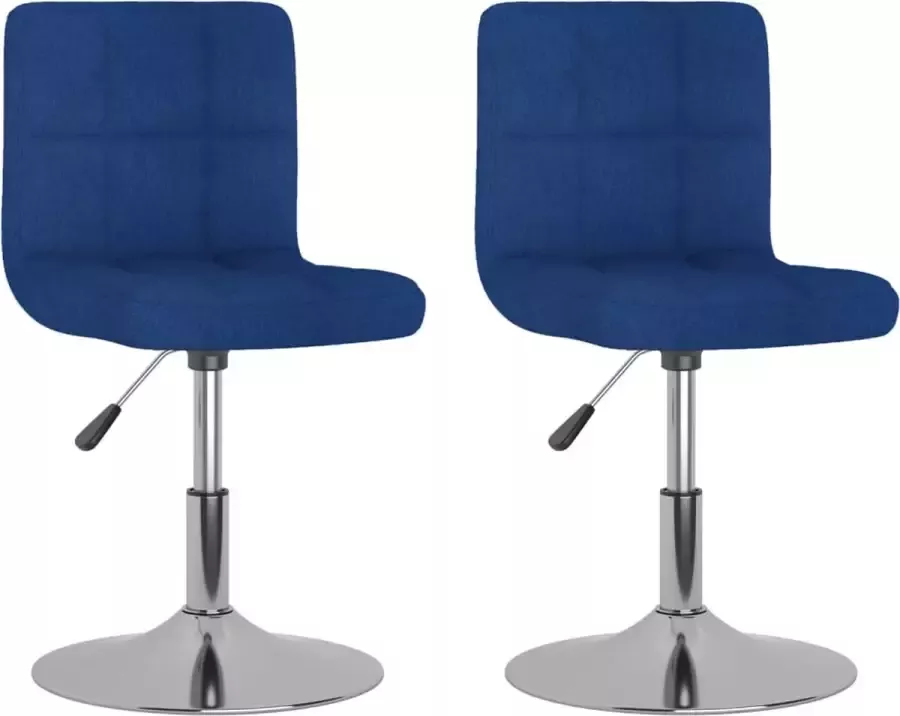 VidaXL Eetkamerstoelen Draaibaar 2 St Stof Blauw - Foto 4