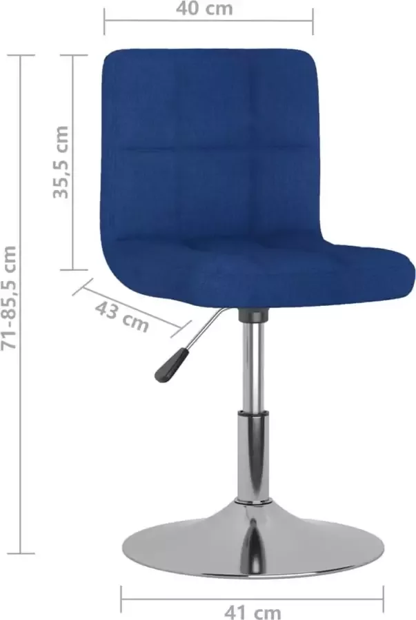 VidaXL Eetkamerstoelen Draaibaar 2 St Stof Blauw - Foto 3