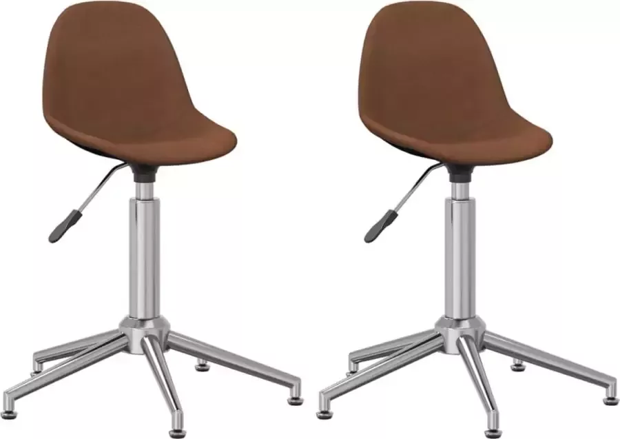 VidaXL -Eetkamerstoelen-draaibaar-2-st-stof-bruin - Foto 2