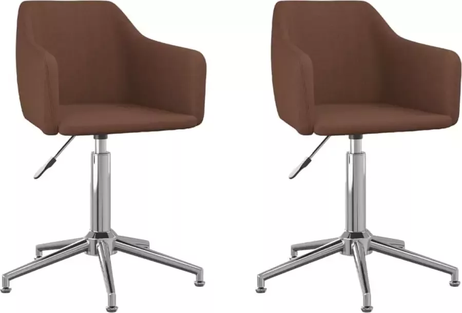 VidaXL -Eetkamerstoelen-draaibaar-2-st-stof-bruin - Foto 2